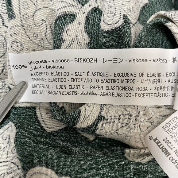 Zara Oversized Floral Print Tiered Midi Dress Plunge V-Neck Green Boho Medium - Picture 11 of 13